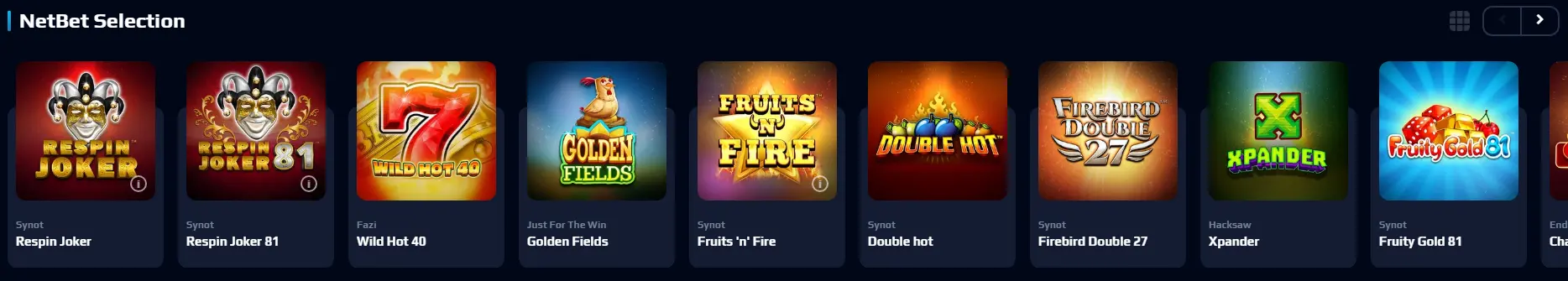 meilleurs jeux au Netbet